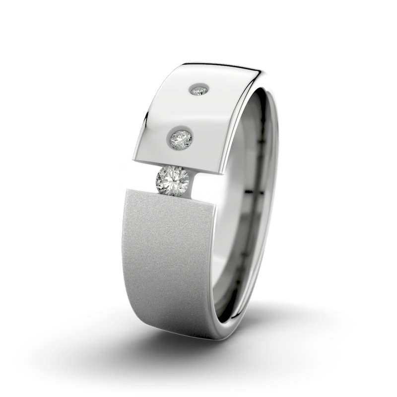 Diamantring David M7 P4, Palladium 585 Sandmattfein, von vorn
