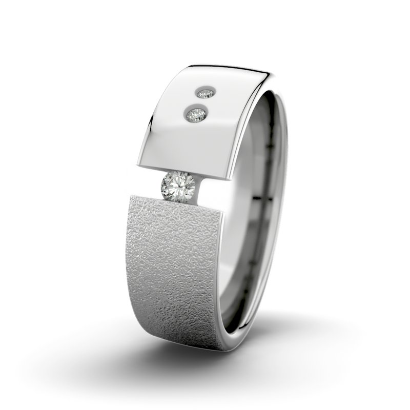 Diamantring David M7 P4, Palladium 585 Sandmattgrob, von vorn