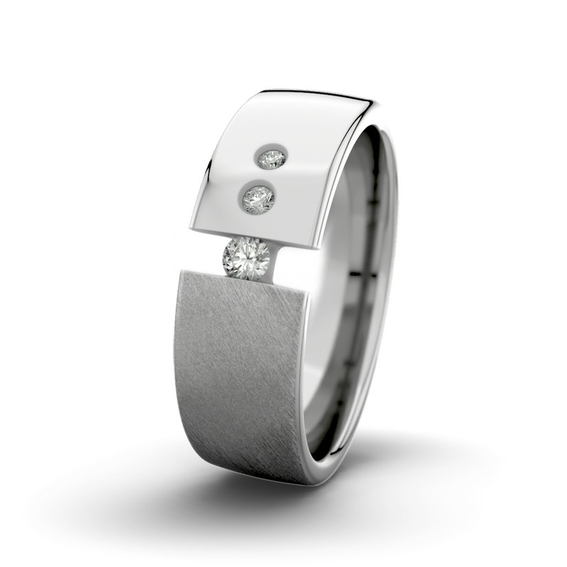 Diamantring David M7 P4, Palladium 585 Schrägmatt, von vorn