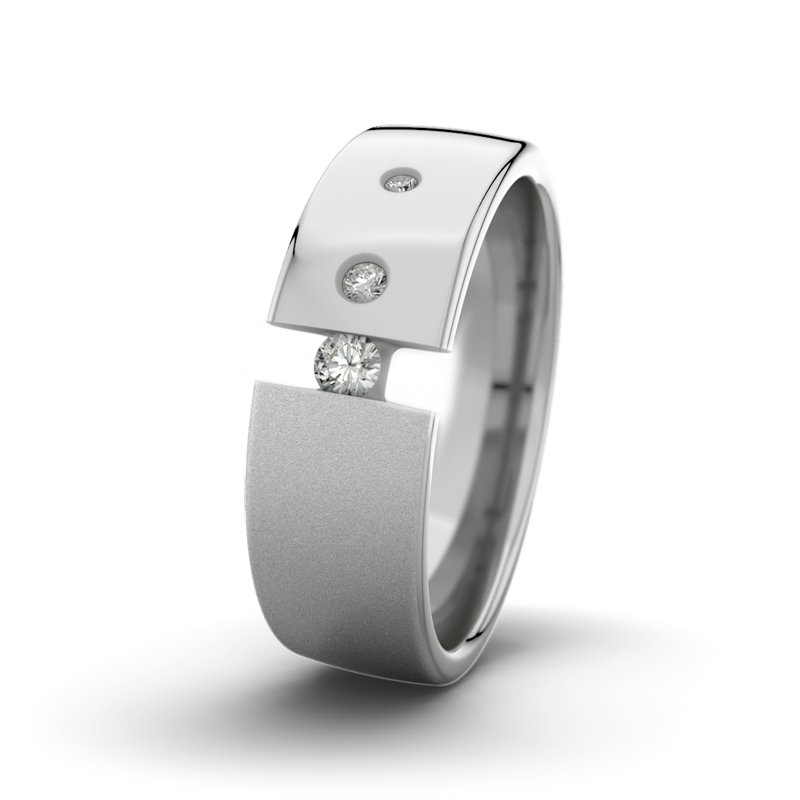 Diamantring David M7 P4, Platinum 600 Sandmattfein, von vorn