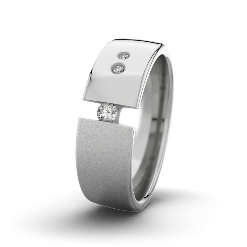 Diamantring David M7 P4, Platinum 600 Sandmattfein, von vorn