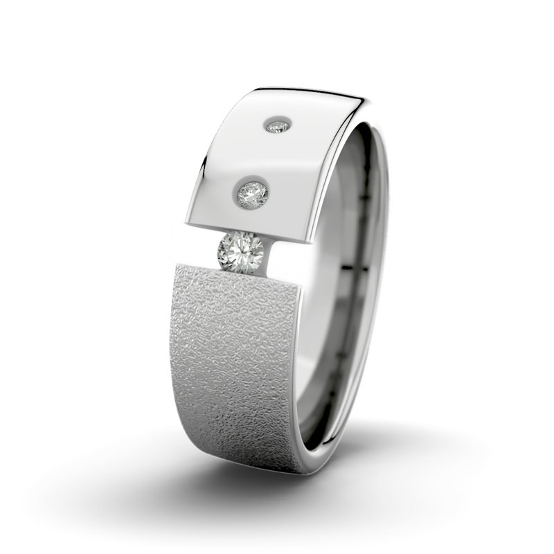 Diamantring David M7 P4, Platinum 600 Sandmattgrob, von vorn