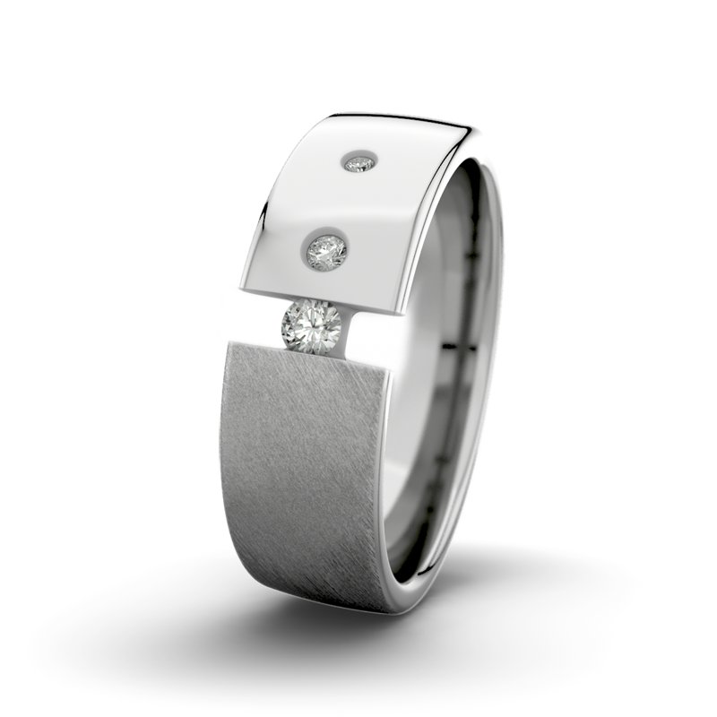 Diamantring David M7 P4, Platinum 600 Schrägmatt, von vorn