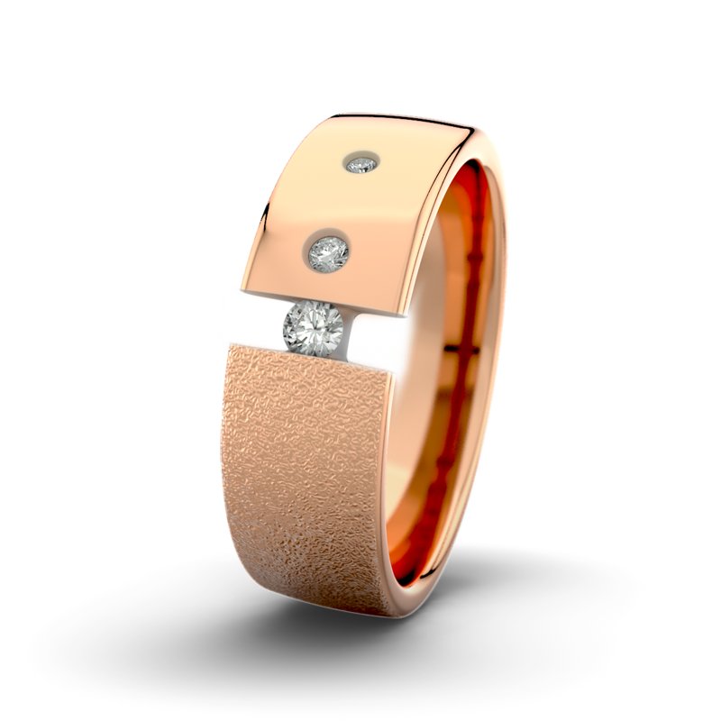 Diamantring David M7 P4, Rotgold 750 Sandmattgrob, von vorn