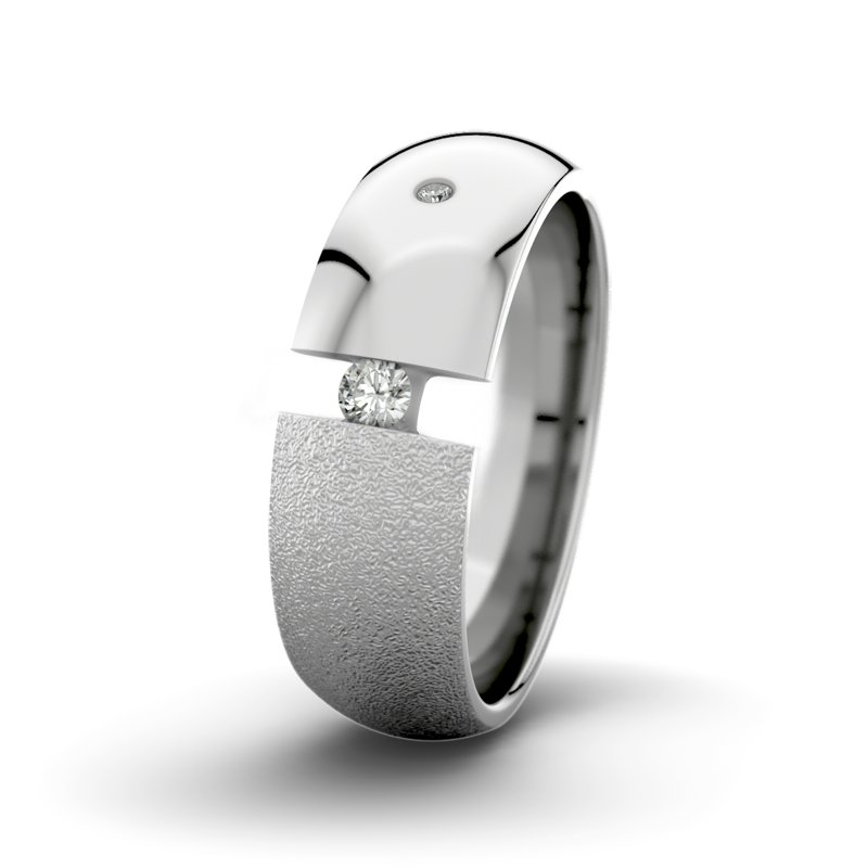 Diamantring David M7 P5, Platinum 600 Sandmattgrob, von vorn