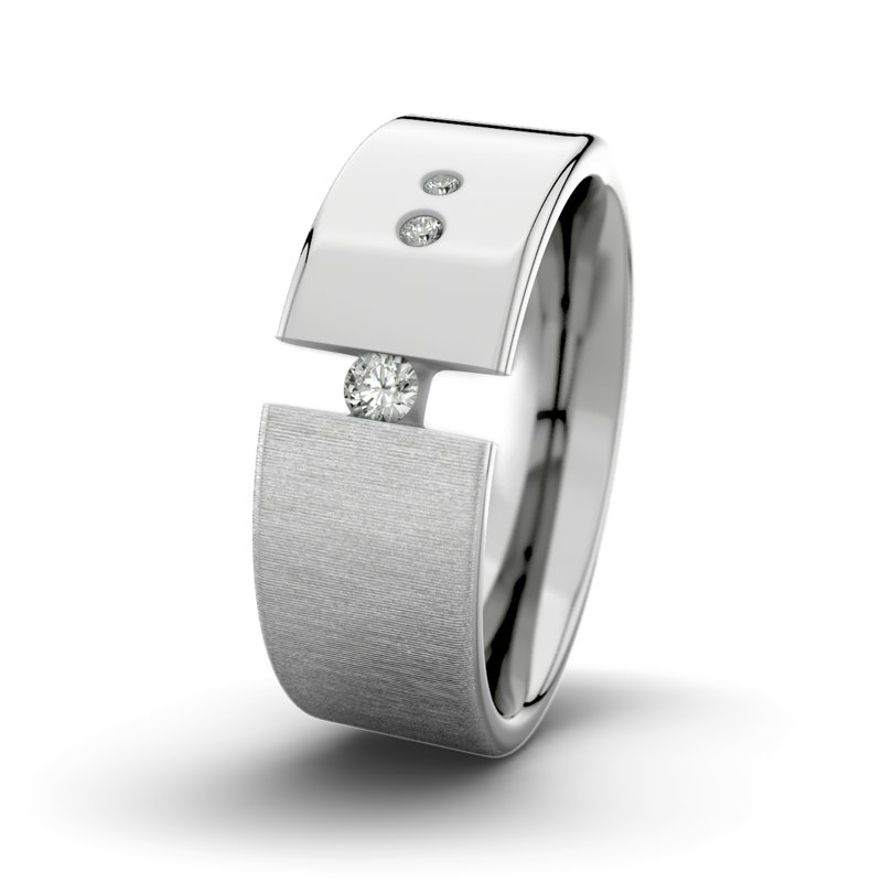 Diamantring David M8 P1, Palladium 585 quermatt, von vorn