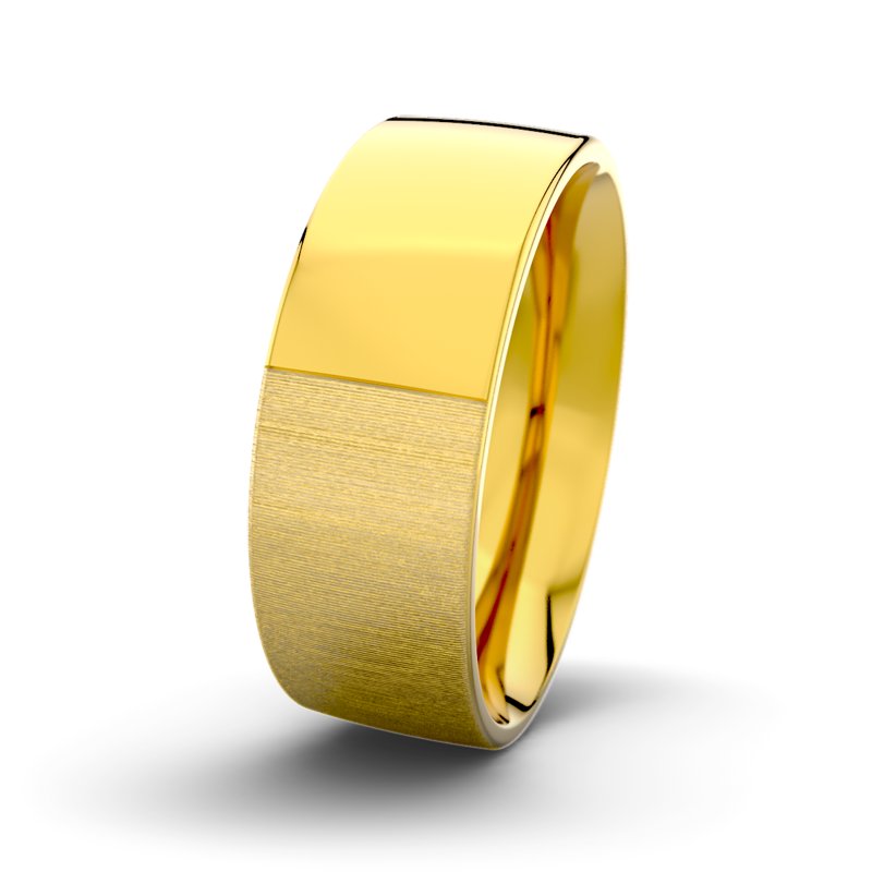 Kein Stein Gelbgold quermattring David M8 P2, Gelbgold 375 quermatt, von vorn