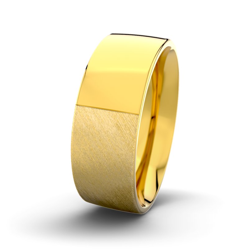 Kein Stein Gelbgold Schrägmattring David M8 P2, Gelbgold 375 Schrägmatt, von vorn