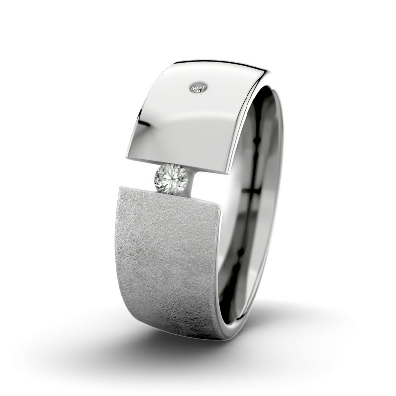 Diamantring David M8 P3, Palladium 585 eismatt, von vorn