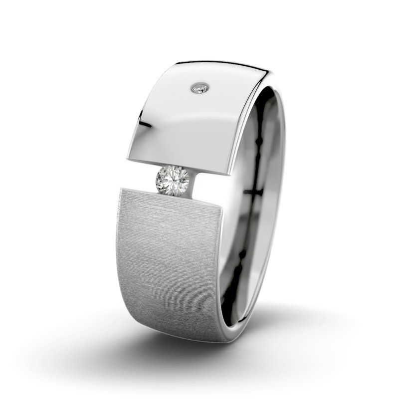 Diamantring David M8 P3, Platinum 600 quermatt, von vorn