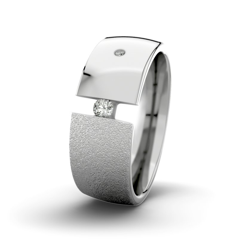 Diamantring David M8 P3, Platinum 600 Sandmattgrob, von vorn