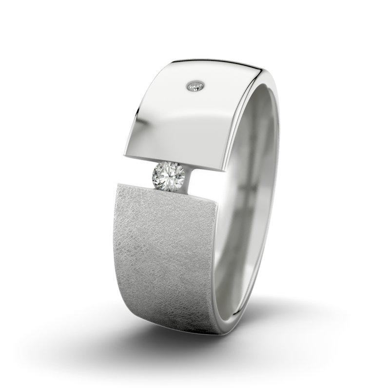Diamantring David M8 P3, Sterlingsilber 925 eismatt, von vorn