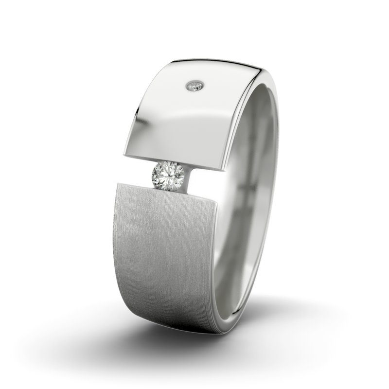 Diamantring David M8 P3, Sterlingsilber 925 längsmatt, von vorn