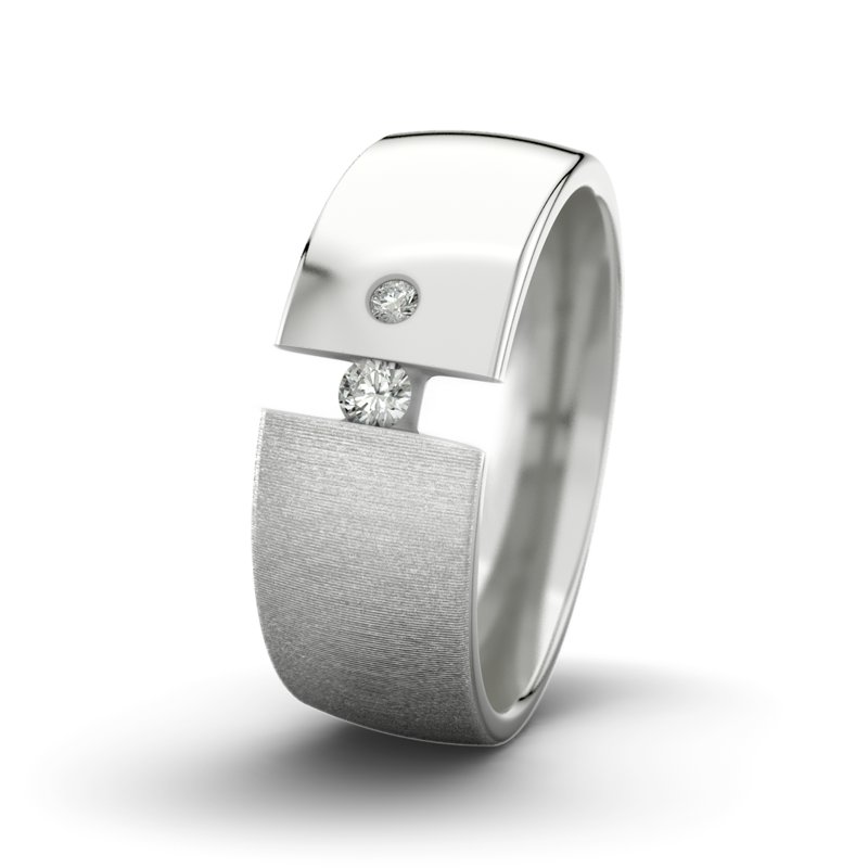 Diamantring David M8 P3, Sterlingsilber 925 quermatt, von vorn