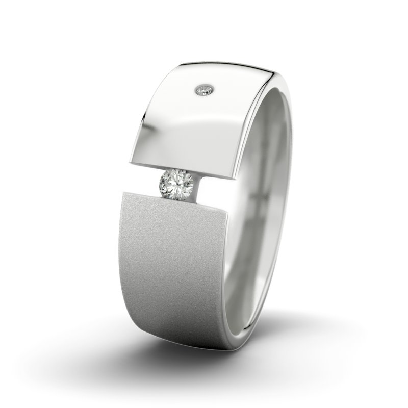 Diamantring David M8 P3, Sterlingsilber 925 Sandmattfein, von vorn