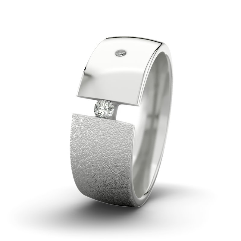 Diamantring David M8 P3, Sterlingsilber 925 Sandmattgrob, von vorn