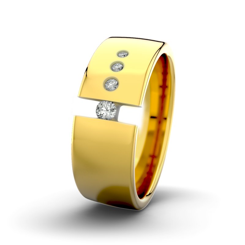 Diamantring David M8 P4, Gelbgold 375 poliert, von vorn