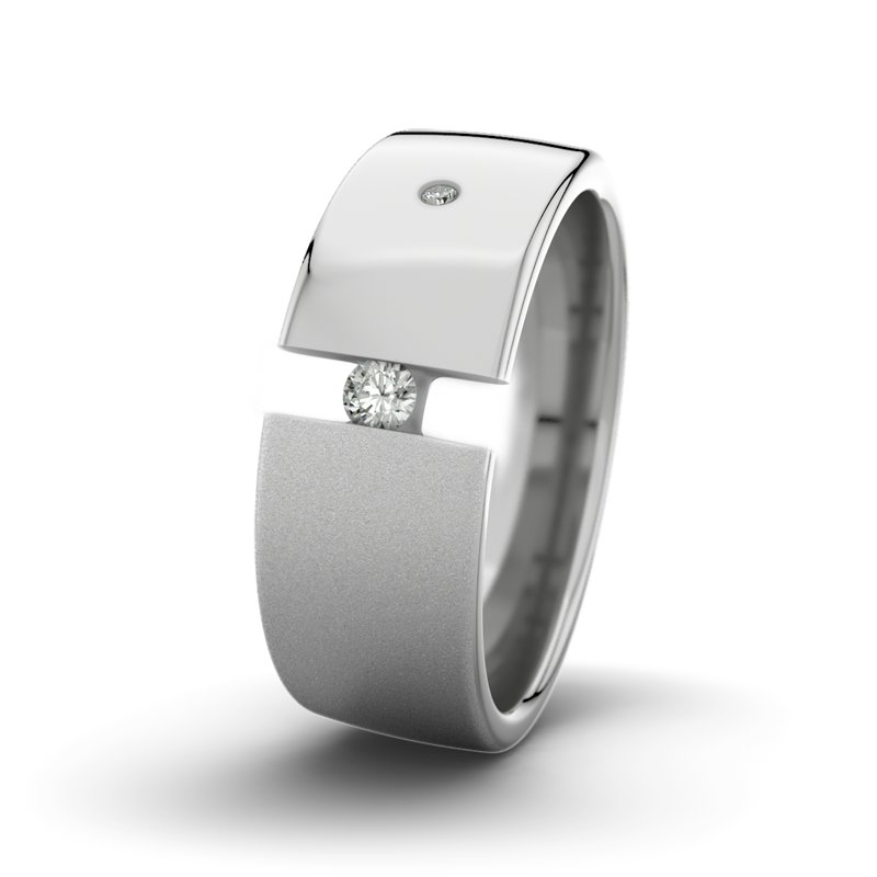Diamantring David M8 P4, Platinum 600 Sandmattfein, von vorn