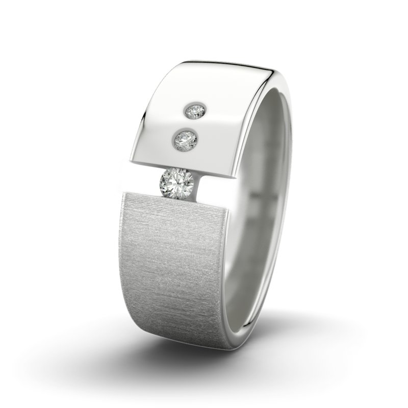 Diamantring David M8 P4, Sterlingsilber 925 quermatt, von vorn