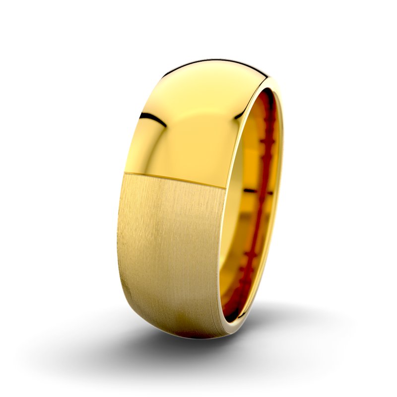 Kein Stein Gelbgold längsmattring David M8 P5, Gelbgold 375 längsmatt, von vorn