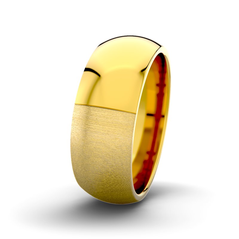 Kein Stein Gelbgold quermattring David M8 P5, Gelbgold 375 quermatt, von vorn