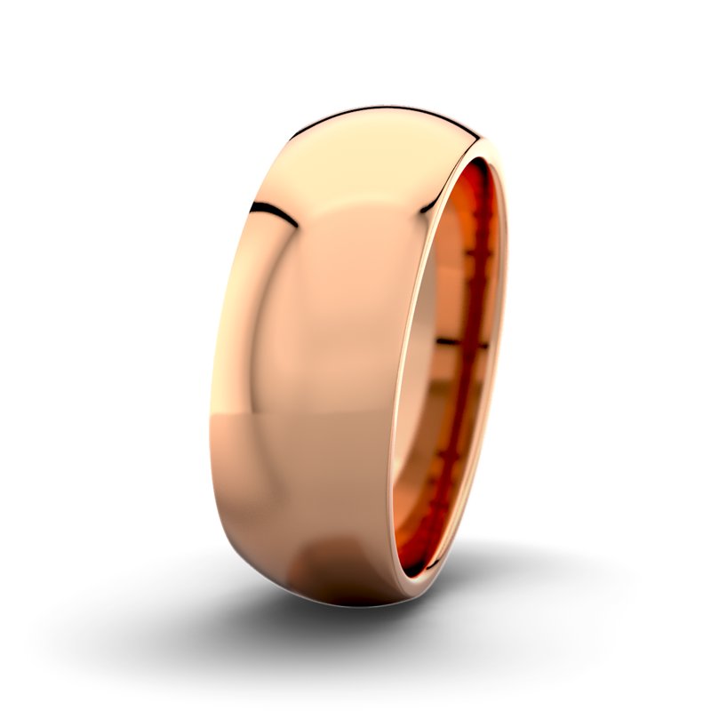 Kein Stein Rotgold poliertring David M8 P5, Rotgold 750 poliert, von vorn