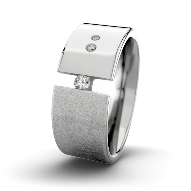 Diamantring David M9 P1, Platinum 600 eismatt, von vorn