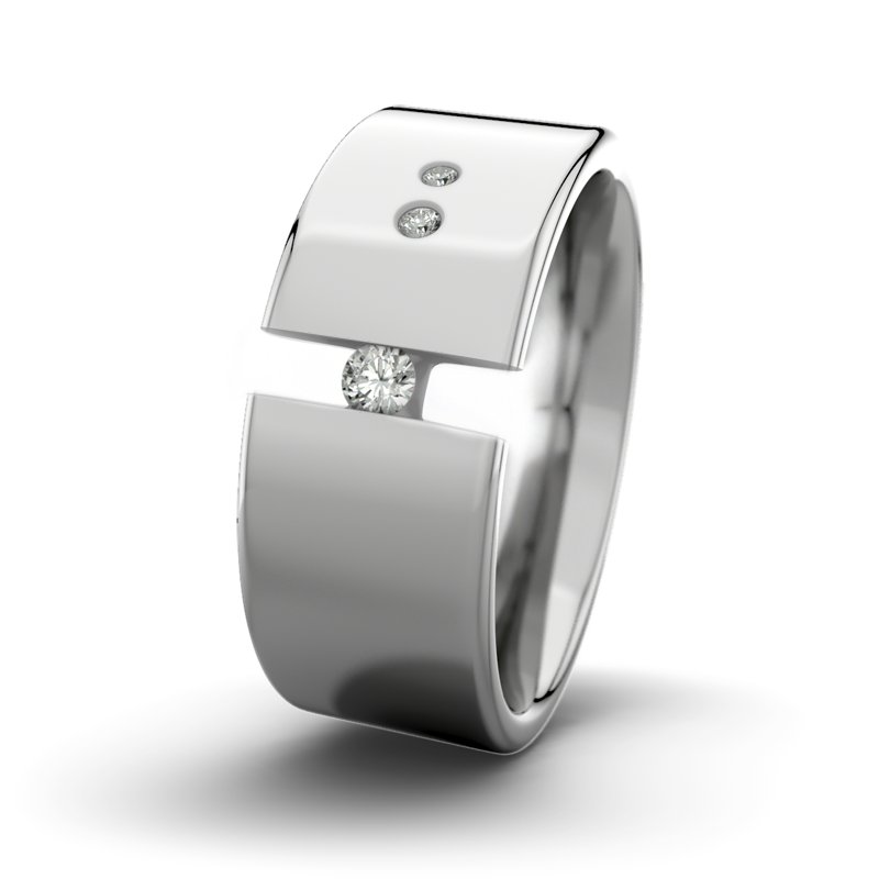 Diamantring David M9 P1, Platinum 600 poliert, von vorn