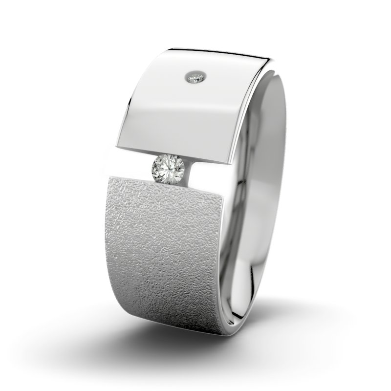 Diamantring David M9 P2, Palladium 585 Sandmattgrob, von vorn
