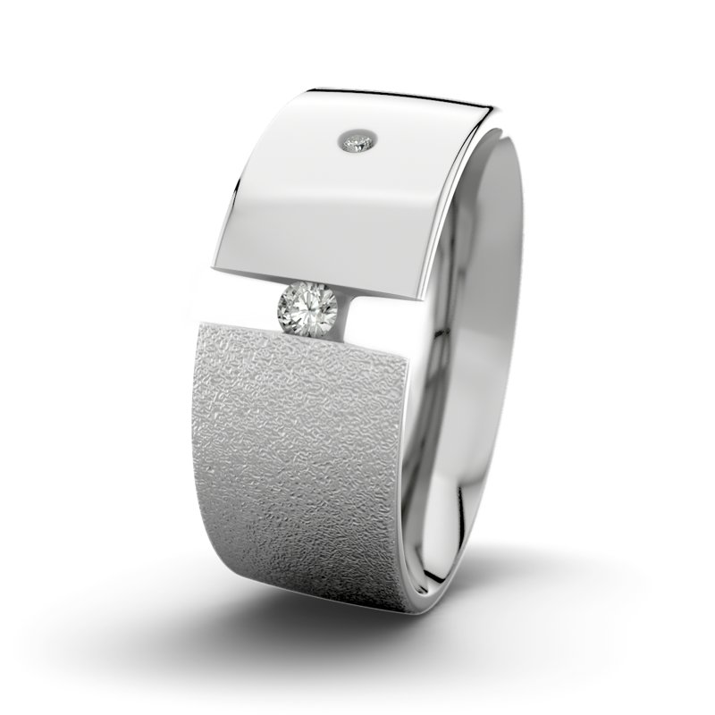 Diamantring David M9 P2, Platinum 600 Sandmattgrob, von vorn