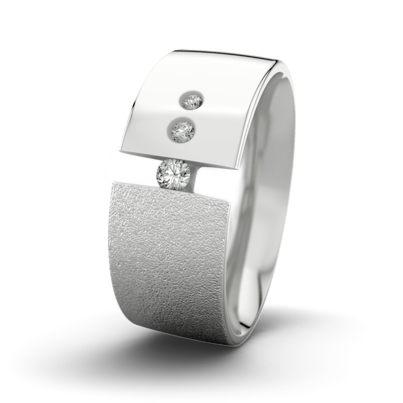 Diamantring David M9 P2, Sterlingsilber 925 Sandmattgrob, von vorn