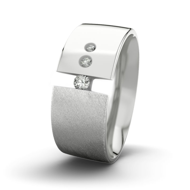 Diamantring David M9 P2, Sterlingsilber 925 Schrägmatt, von vorn
