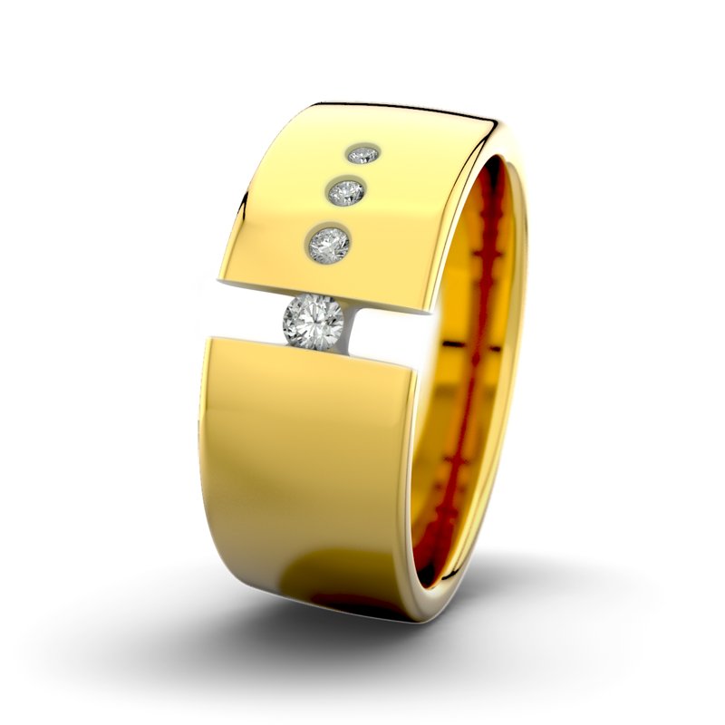Diamantring David M9 P4, Gelbgold 375 poliert, von vorn