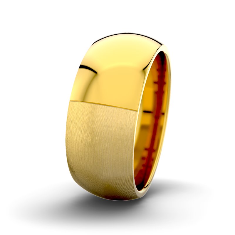 Kein Stein Gelbgold längsmattring David M9 P5, Gelbgold 375 längsmatt, von vorn