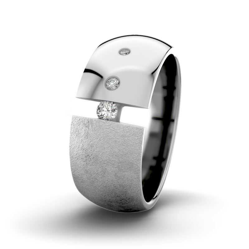 Diamantring David M9 P5, Palladium 585 eismatt, von vorn