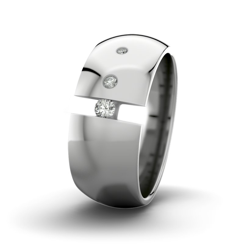 Diamantring David M9 P5, Palladium 585 poliert, von vorn