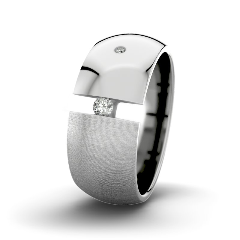 Diamantring David M9 P5, Palladium 585 quermatt, von vorn