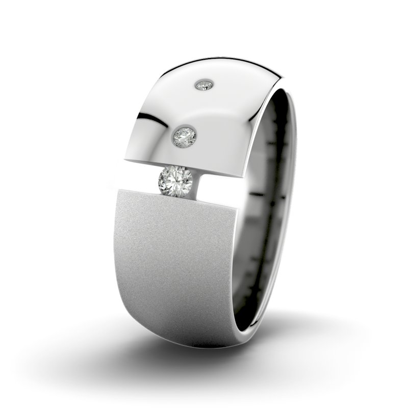 Diamantring David M9 P5, Palladium 585 Sandmattfein, von vorn