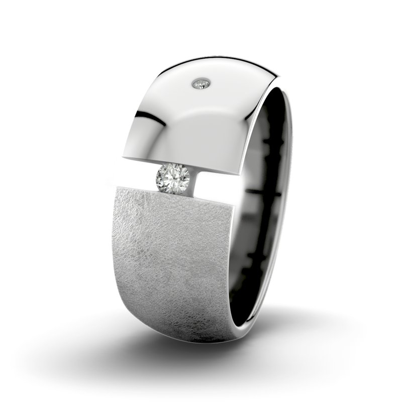 Diamantring David M9 P5, Platinum 600 eismatt, von vorn