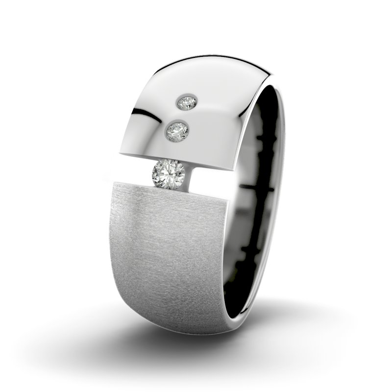 Diamantring David M9 P5, Platinum 600 quermatt, von vorn