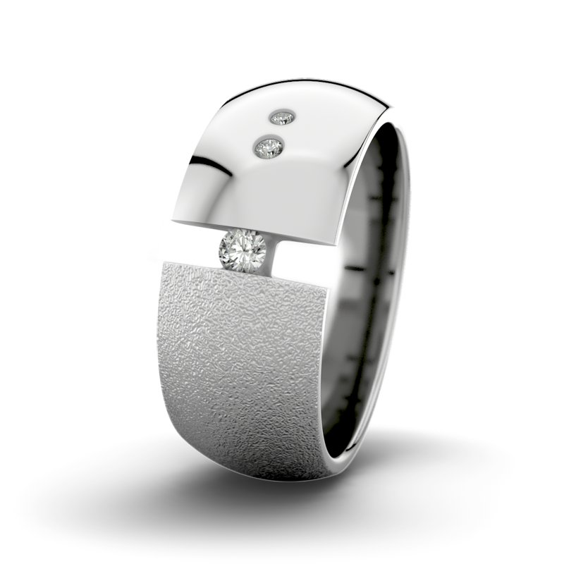 Diamantring David M9 P5, Platinum 600 Sandmattgrob, von vorn