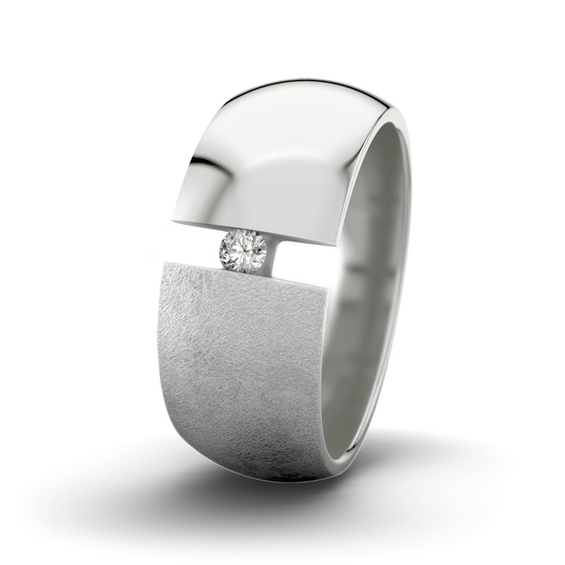 Diamantring David M9 P5, Sterlingsilber 925 eismatt, von vorn