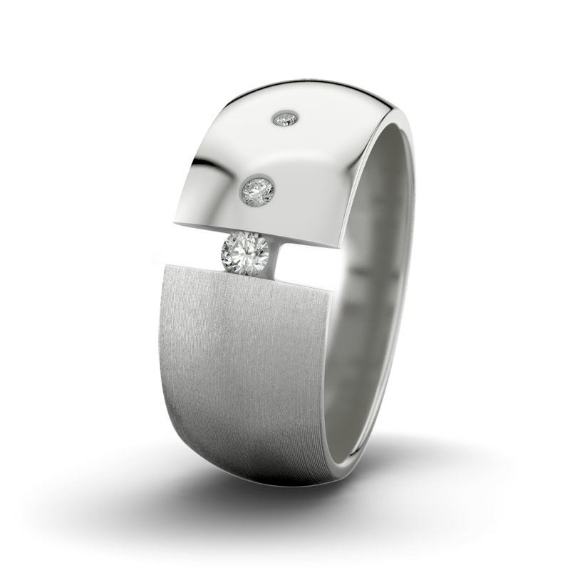 Diamantring David M9 P5, Sterlingsilber 925 längsmatt, von vorn