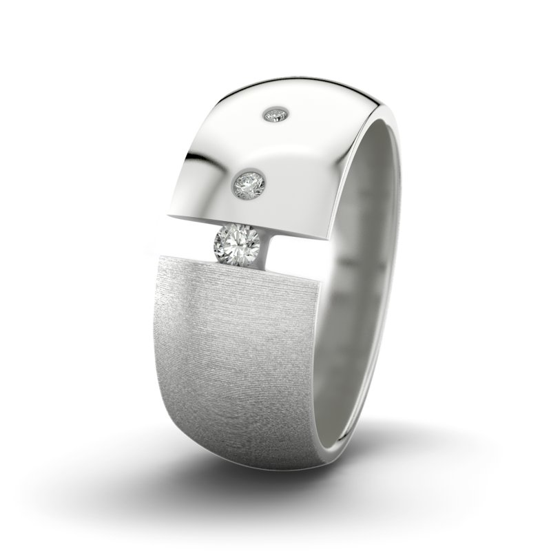 Diamantring David M9 P5, Sterlingsilber 925 quermatt, von vorn