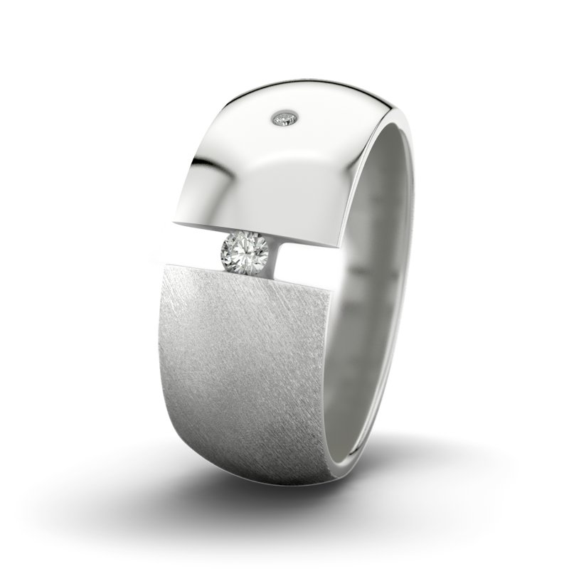 Diamantring David M9 P5, Sterlingsilber 925 Schrägmatt, von vorn