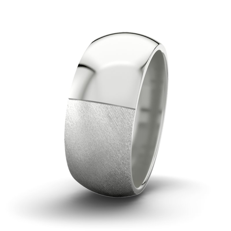 Kein Stein Sterlingsilber Schrägmattring David M9 P5, Sterlingsilber 925 Schrägmatt, von vorn