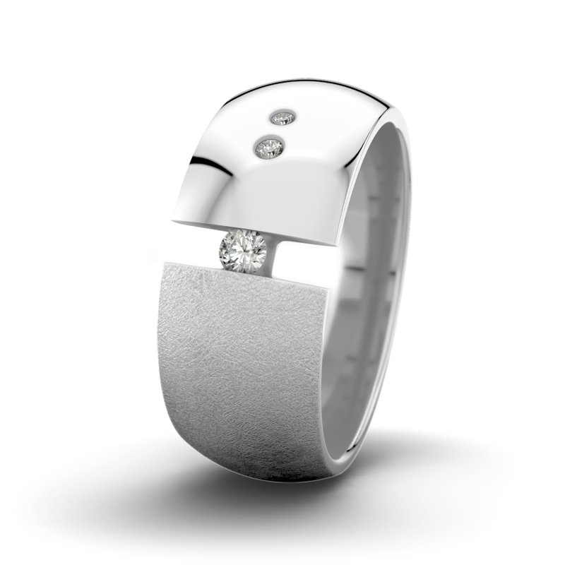 Diamantring David M9 P5, Weißgold 375 eismatt, von vorn
