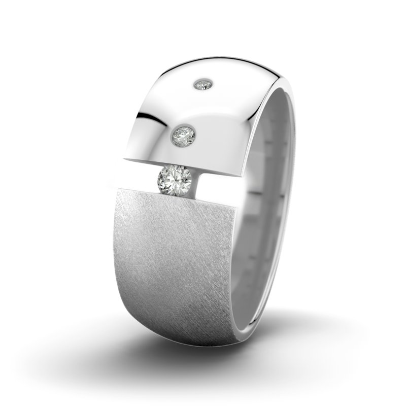 Diamantring David M9 P5, Weißgold 375 Schrägmatt, von vorn