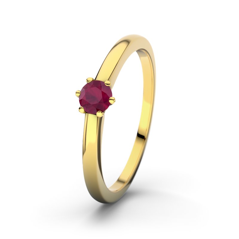 Rubin Gelbgoldring Den Haag, Gelbgold 750, von vorn
