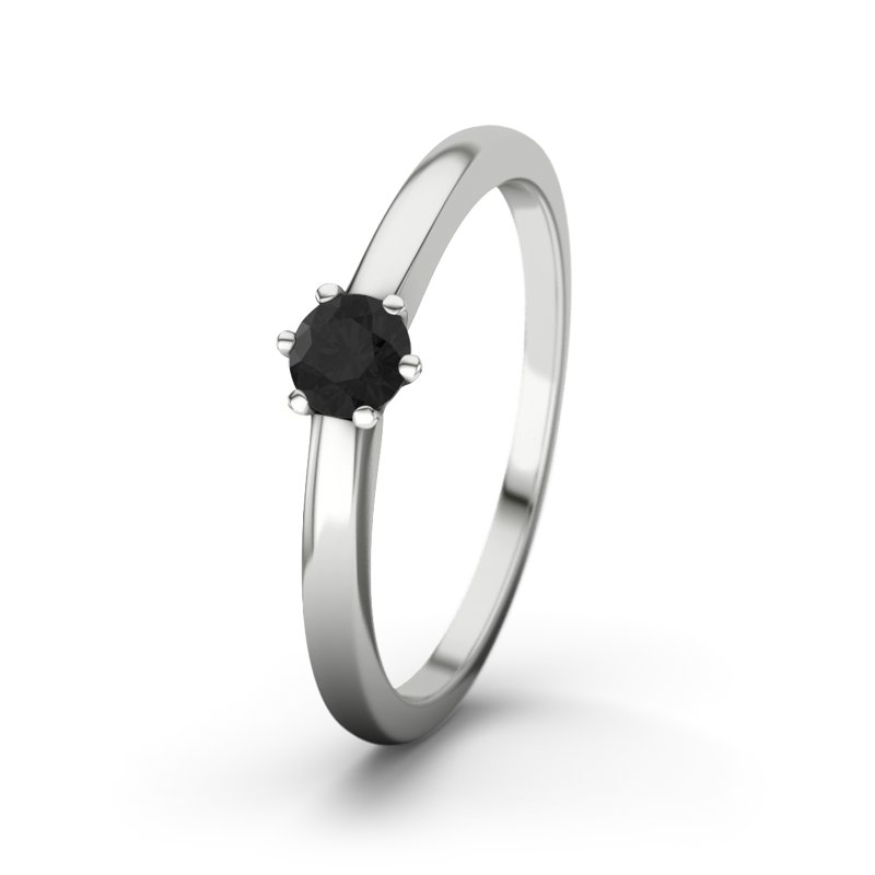 Diamant Schwarz Platinumring Den Haag, Platinum 950, von vorn